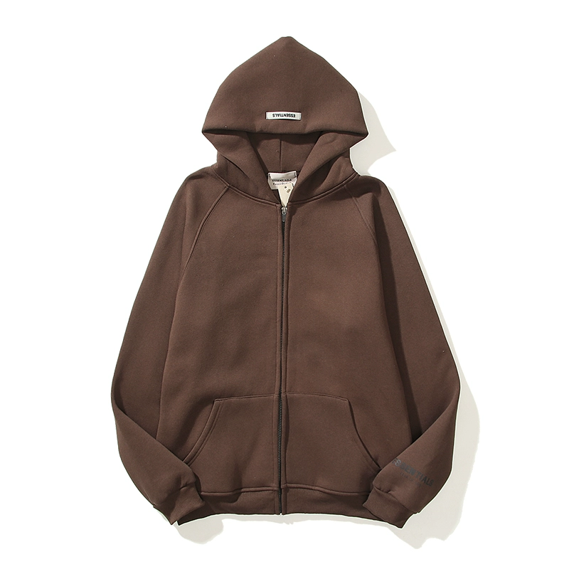 Essentials Brown Full Zip Hoodie