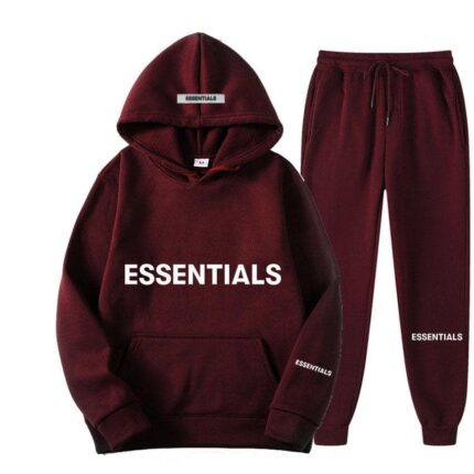 Burgundy ESSENTIALS Hoodie and Sweatpants Set