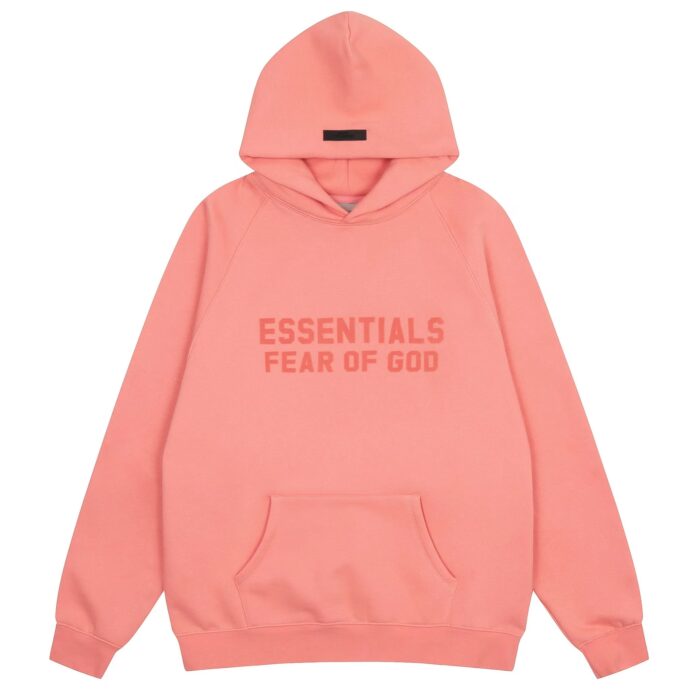 Essentials Flocked FOG Coral Powder Hoodie