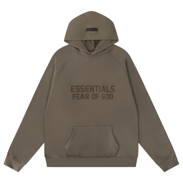 Essentials Flocked FOG Deep Coffee Hoodie