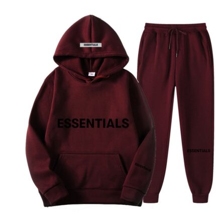 Essentials Hoodie and Sweatpants Set - Burgundy Tracksuit