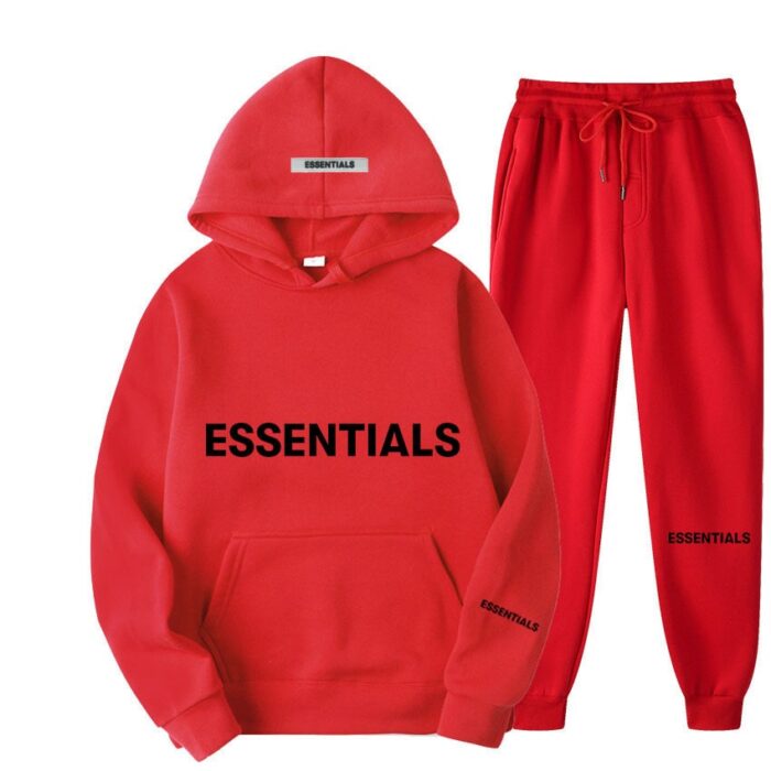 Essentials Hoodie and Sweatpants Set - Red Tracksuit